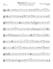 Partition ténor viole de gambe 2, alto clef, Fantasia pour 5 violes de gambe, RC 53