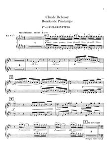 Partition clarinette 1/2 (B♭, A), 3 (A), Images, Debussy, Claude