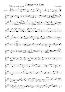 Partition violon 1, violon Concerto en A major, A major, Platti, Giovanni Benedetto