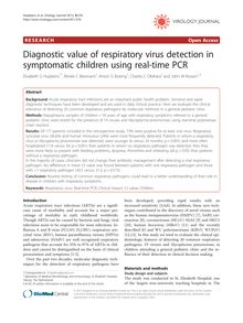 Diagnostic value of respiratory virus detection in symptomatic children using real-time PCR