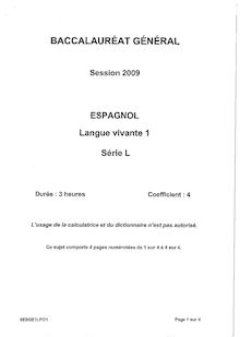 Sujet du bac L 2009: Espagnol LV1