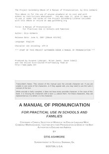 A Manual of Pronunciation - For Practical Use in Schools and Families