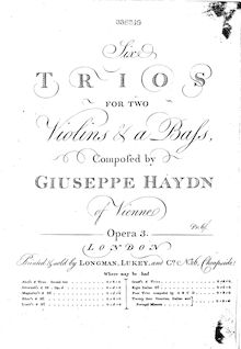 Partition violon 2, 6 trios pour 2 violons & a basse, 6 String Trios