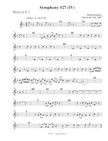 Partition cor 1, Symphony No.27, B-flat major, Rondeau, Michel par Michel Rondeau