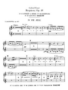 Partition clarinette 1/2 (B?), Requiem en D minor, D minor, Fauré, Gabriel