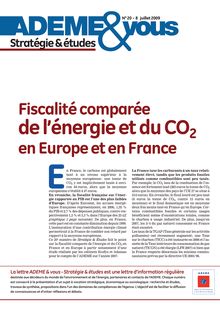 Fiscalité comparée de l énergie et du CO2 en Europe et en France.