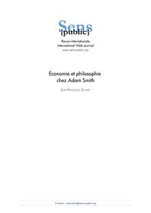 Economie et philosophie chez Adam Smith