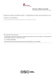 Espace public et démocratie : l expérience des commissions sur l avenir du Québec - article ; n°4 ; vol.50, pg 811-839