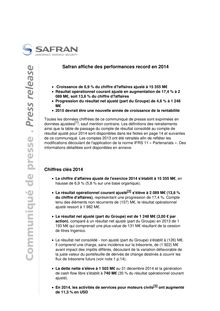 Safran - Des performances record en 2014