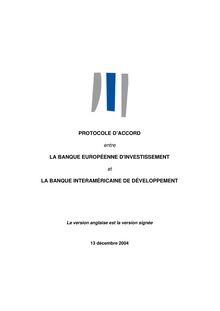 Protocole d accord entre la BEI et la BID