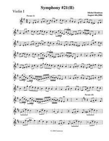 Partition violons I, Symphony No.21, G major, Rondeau, Michel par Michel Rondeau