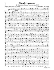 Partition Alto enregistrement  (low version), Gaudete omnes, B♭ major