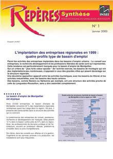 L implantation des entreprises régionales en 1999 : quatre profils type.