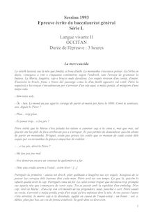 Occitan - Langue d Oc (Gascon) LV2 1993 Littéraire Baccalauréat général