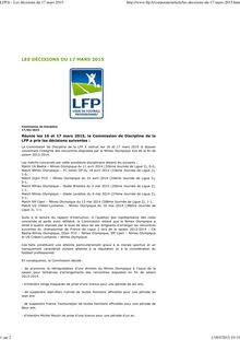 LFP.fr - Les décisions du 17 mars 201533333333333
