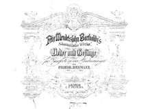Partition Cover & index, Transcriptions - Mendelssohn, Lieder und Gesänge
