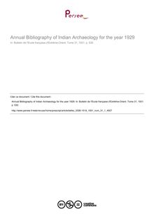 Annual Bibliography of Indian Archaeology for the year 1929 - article ; n°1 ; vol.31, pg 530-530