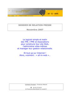 DOSSIER DE RELATION PRESSE Novembre 2007 Le logiciel simple et ...