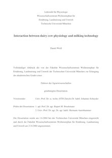 Interaction between dairy cow physiology and milking technology [Elektronische Ressource] / Daniel Weiß
