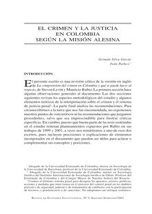 El crimen y la justicia en Colombia según la Misión Asesina (Crime and Justice in CIolombia According to Alesina s Mission)