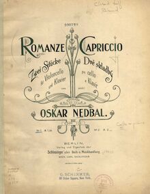 Partition couverture couleur, 2 pièces pour violoncelle et Piano, Op.12 par Oskar Nedbal