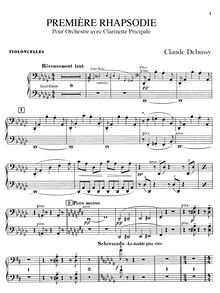 Partition violoncelles, Première rapsodie, Debussy, Claude