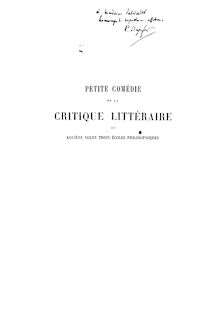 Petite comédie de la critique littéraire ou Molière selon trois écoles philosophiques / par Paul Stapfer