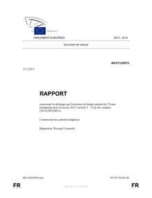 Rapport du 3 mars 2015 de la commission du contrôle budgétaire du Parlement européen