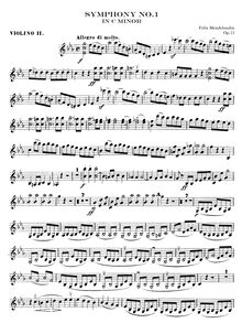 Partition violons II, Symphony No.1 en C minor, Sinfonia XIII, C minor