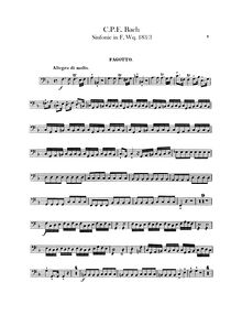Partition basson, Symphony No. 3, F Major, Bach, Carl Philipp Emanuel