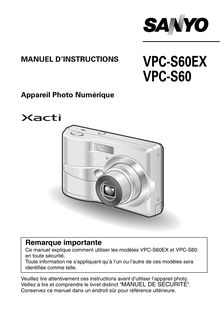 Notice Appareil Photo numériques Sanyo  VPC-S60EX