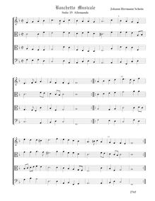 Partition  19, Allemande - partition complète (Tr A T B), Banchetto Musicale