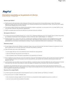 Informations essentielles sur les paiements et le Service Page 1 of 5