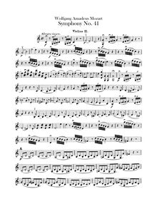 Partition violons II, Symphony No.41, Jupiter Symphony, C major par Wolfgang Amadeus Mozart