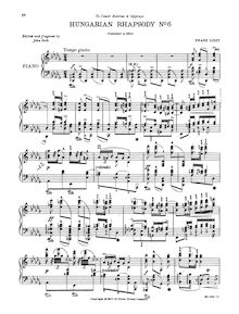 Partition complète (S.244/6), Hungarian Rhapsody No.6 par Franz Liszt