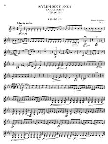 Partition violons II, Symphony No.4, »Tragische« (Tragic), C Minor