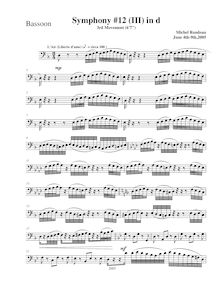 Partition basson, Symphony No.12  pour Alchemist , D minor, Rondeau, Michel par Michel Rondeau