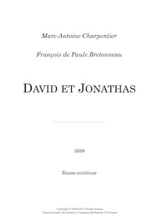 Partition Basse continue, David et Jonathas, Charpentier, Marc-Antoine