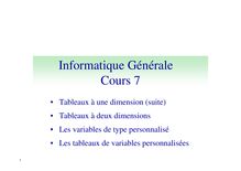 Informatique Générale Cours 7