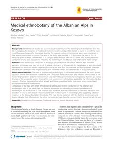 Medical ethnobotany of the Albanian Alps in Kosovo
