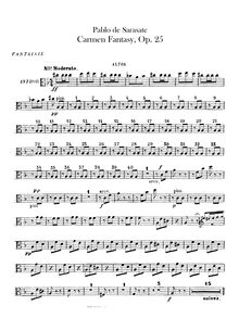 Partition altos, Carmen Concert Fantasy, Op 25, Sarasate, Pablo de