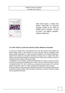 La prime pour l emploi  (dossier de l Économie française, édition 2002-2003)