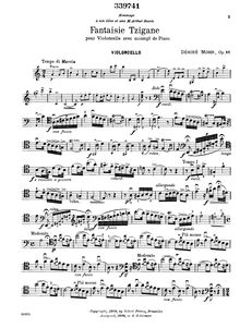 Partition de violoncelle, Fantaisie Tzigane on National Hungarian Airs, Op.26
