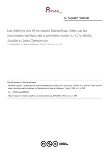 Les éditions des Ordenacóes Manuelinas faites par les imprimeurs sévillans de la première moitié du XVIe siècle, Jacobo et Juan Cromberger - article ; n°1 ; vol.2, pg 103-128