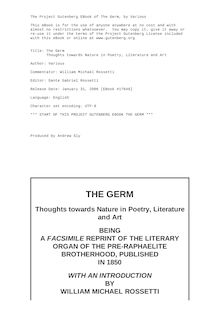 The Germ - Thoughts towards Nature in Poetry, Literature and Art