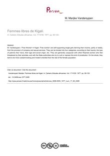 Femmes libres de Kigali. - article ; n°65 ; vol.17, pg 95-120