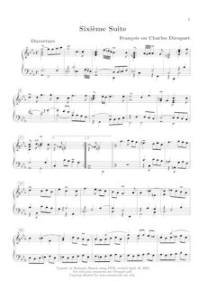 Partition complète,  pour clavecin, suite in f-moll, Dieupart, Charles