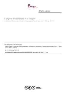L origine des sciences et la religion - article ; n°1 ; vol.7, pg 187-197