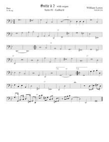 Partition viole de basse,  No.1 pour 2 violes de gambe et orgue par William Lawes