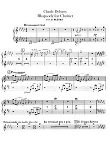 Partition flûte 1/2, 3, Première rapsodie, Debussy, Claude